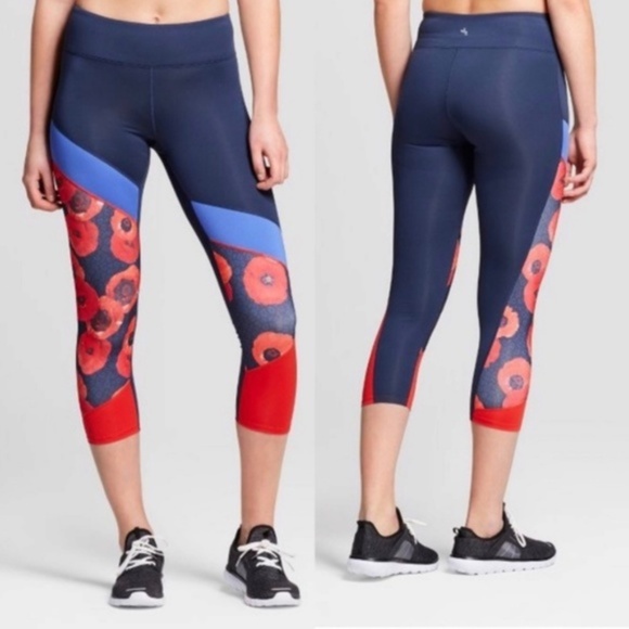 JoyLab Pants - JoyLab Poppy Print Capri Cropped Leggings - Size Small